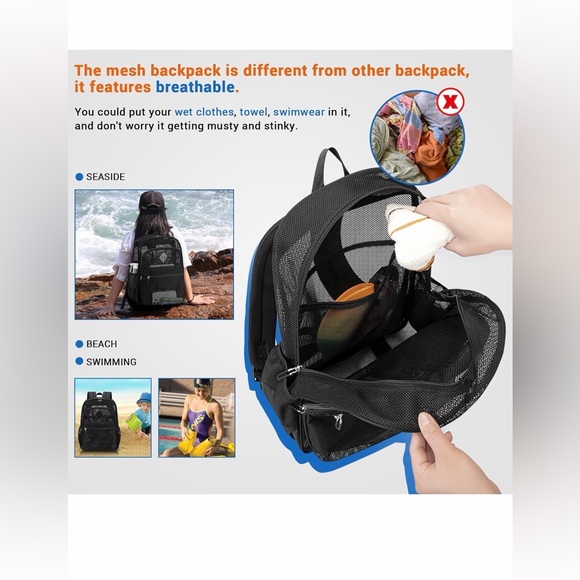 Black Mesh Backpack - NEW! - Picture 6 of 9